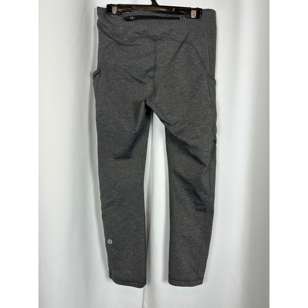Lululemon Speed Up Crop Leggings Heathered Charcoal Grey Pocket Athletic Size 4 - Picture 5 of 9